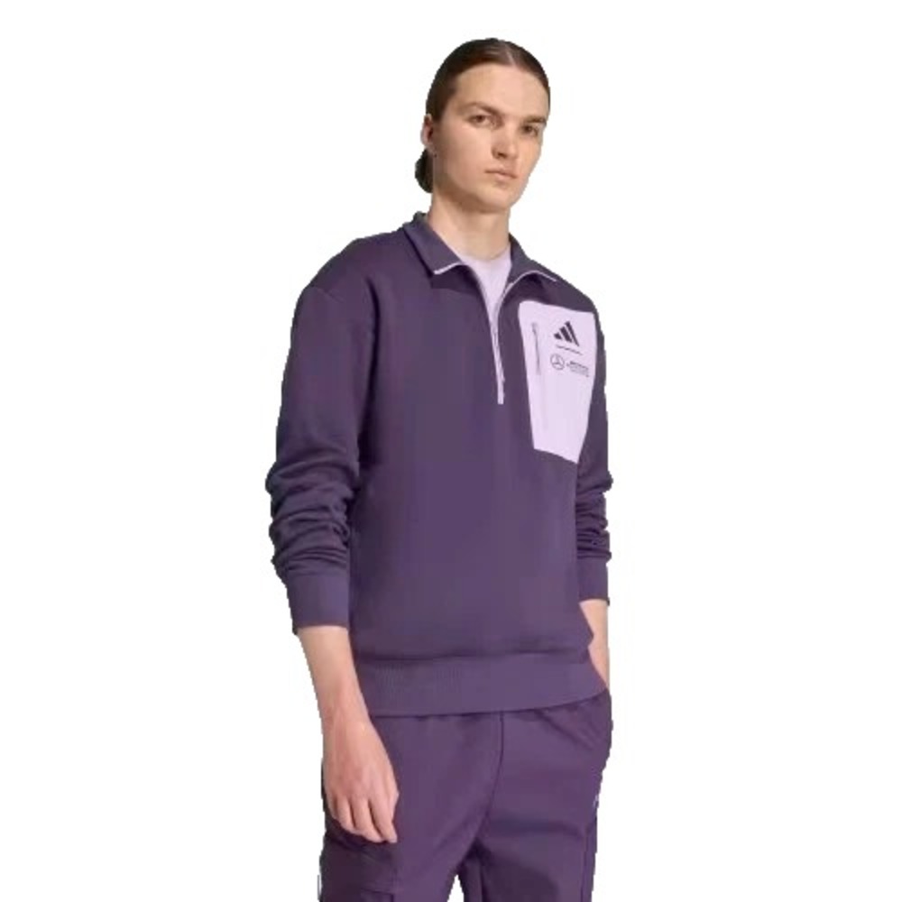 adidas Mercedes AMG Petronas F1 Purple Quarter Zip Pullover Mens Size L JX8815